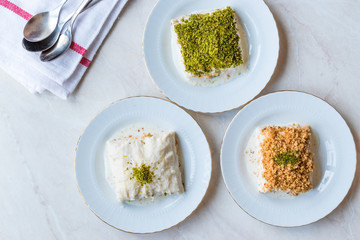 Turkish Milk Dessert Sutlava made with Gullac and Dairy Baklava Dough