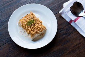 Turkish Milk Dessert Sutlava made with Gullac and Dairy Baklava Dough