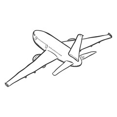 Vector Single Black Sketch Airplane.
