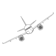 Vector Single Black Sketch Airplane.