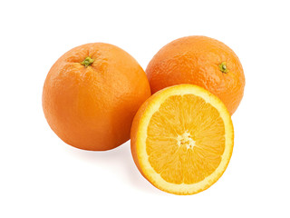 fresh ripe orange on a white background