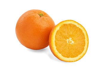 fresh ripe orange on a white background