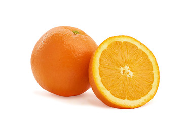 fresh ripe orange on a white background