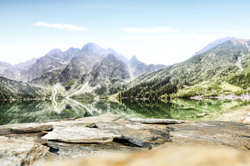 table background with lake landscape 