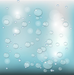 Raindrops on the glass. Vector illustration. Wet glass. Kapten. Reflections Vector background
