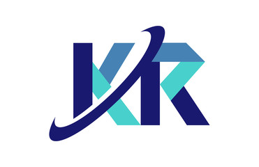 KR Ellipse Swoosh Ribbon Letter Logo