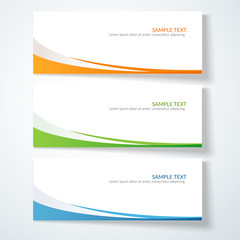 Fototapeta premium Card with abstract wavy lines Orange blue green stripes Creative element for the design of templates postcards advertisement poster Abstract decorative background for business card template Vector Set