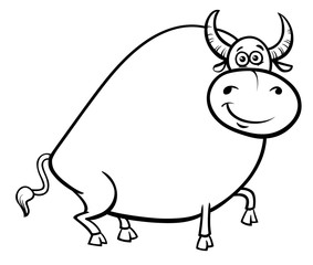 bull farm animal character cartoon color book