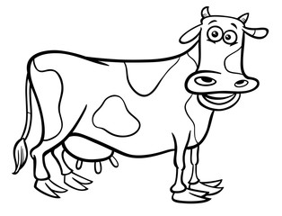 cow farm animal character cartoon color book