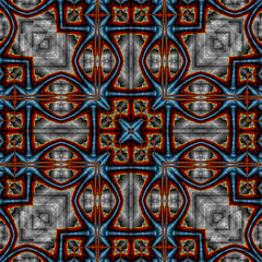 abstrakt rot blau silber symmetrisch muster