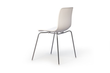 Modern white chair. Chrome base. 3d render