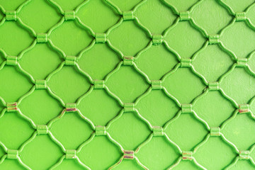 Green metal grid, background, texture