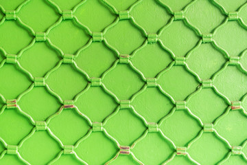 Green metal grid, background, texture