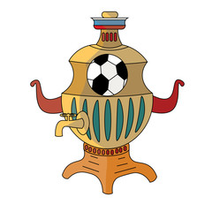 Football Russia a samovar with colorful patterns