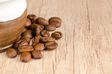 Cup with coffee beans