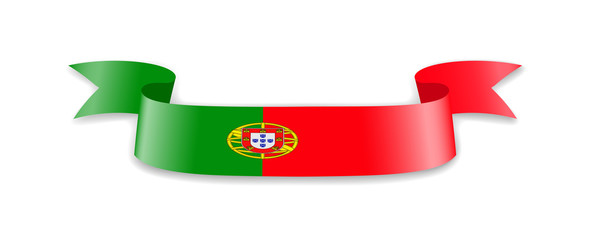 Portugal flag in the form of wave ribbon.