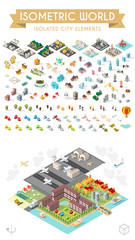 Build Your Own City . Set of Isolated Minimal City Vector Elements on White Background