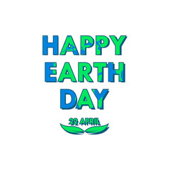Happy Earth Day lettering. Vector illustration