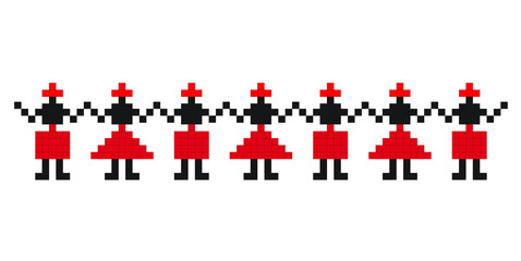 Traditional Romanian folk art knitted embroidery pattern