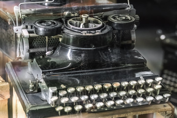 Retro typewriter, close-up