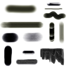 Set of black paint, ink brush strokes and lines isolated on white background. Dirty artistic design elements.