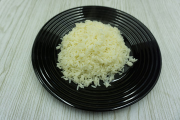 Food Rice cup thai vegetarian white wooden .