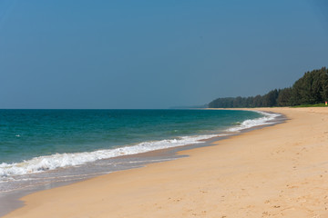 White sand beach and blue sky.