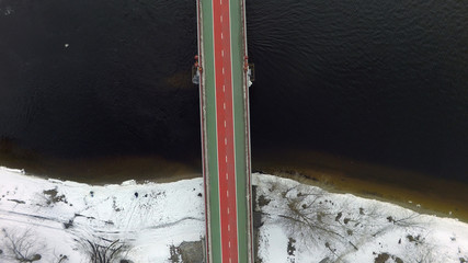aerial view of bridge over the Dnieper river in Kiev