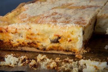 closeup piece of homemade cheesecake