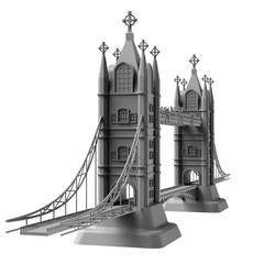 3D render of an English bridge on a white background