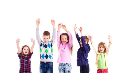 Obraz premium Children with raised hands