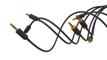 twisting audio cords. 3d illustration