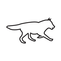 wolf running outline on white background