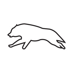 wolf running outline on white background