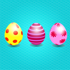 three easter eggs, vector illustration