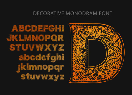 Ornate decorative vector font.
