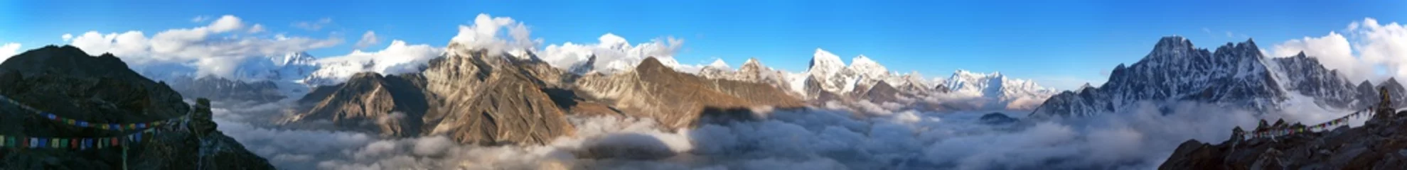 Papier Peint photo autocollant Makalu Panorama du mont Everest, du Lhotse, du Makalu et du Cho Oyu