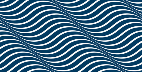 Materiał do szycia Waves seamless pattern, vector water runny curve lines abstract repeat endless background, blue colored rhythmic waves.