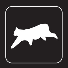 white bobcat silhouette on black background