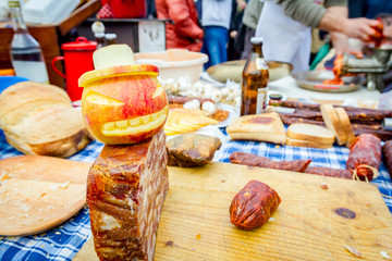 Decoration made of apple placed on headcheese