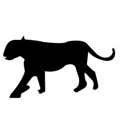 black lioness silhouette on white background