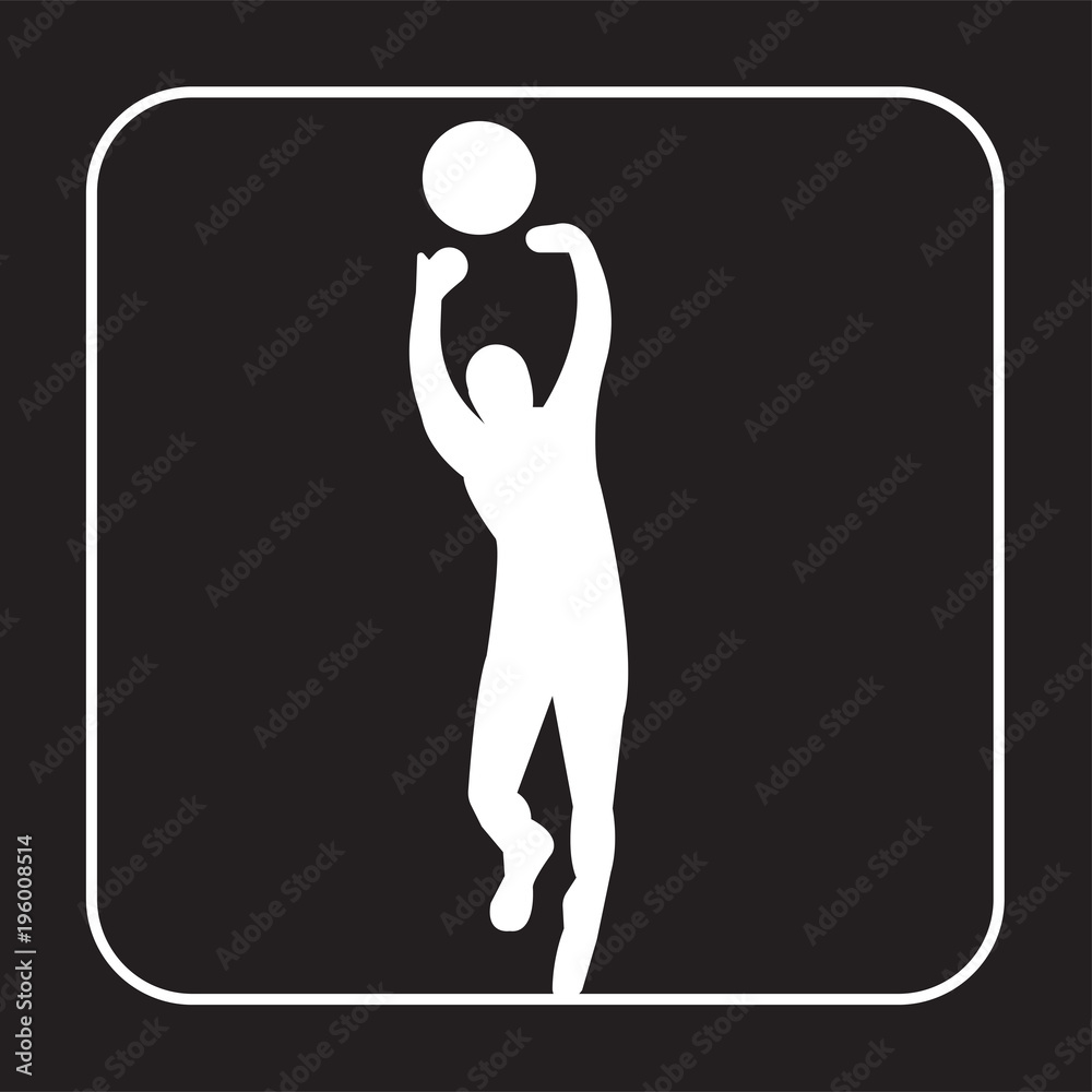 Poster white volleyball silhouette images on black background