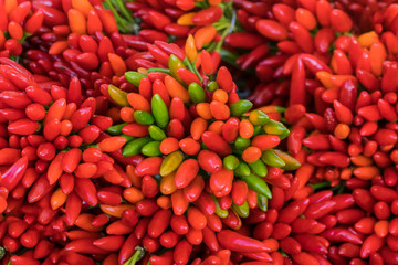 Red and green pepper, background, texture