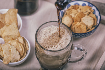 Beer with snacks