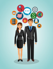 Business couple cartoon vector illustration graphic design