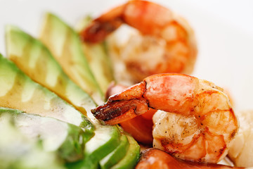 Dish shrimp with avocado