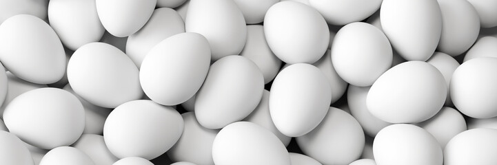 Weiße Eier als Panorama Hintergrund zu Ostern
