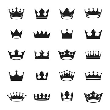 Royal Crowns ancient emblems elements set. Heraldic vector design elements collection. Retro style label, heraldry logo.