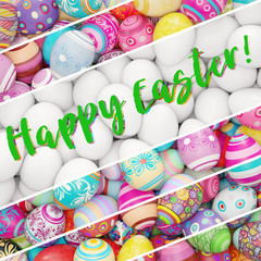 Fototapeta na wymiar Easter Eggs card with Happy Easter text