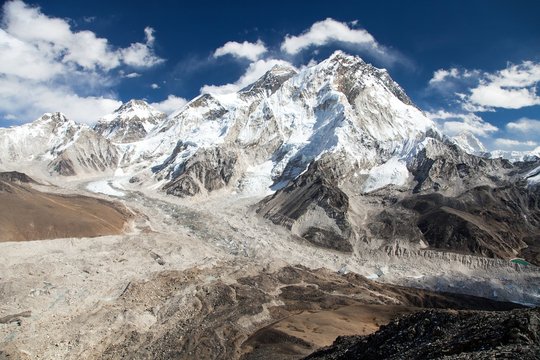 Panoramic view of Everest and Nuptse